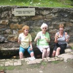 Ladies enjoying lunch and a foot soak in George Washingtons bath tub in Berkeley Springs, WV