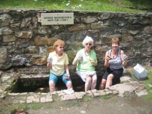 Ladies enjoying lunch and a foot soak in George Washingtons bath tub in Berkeley Springs, WV